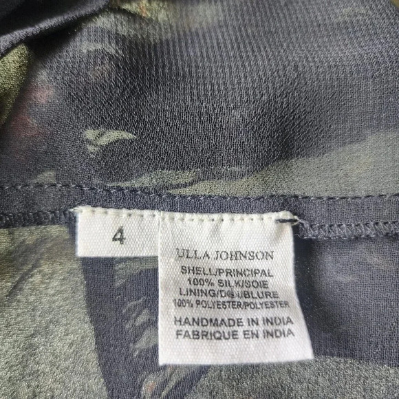 Ulla Johnson Dakota Mini Dress Women Size 4 Navy Silk Midnight Ruffle Neck Tie - Picture 9 of 16